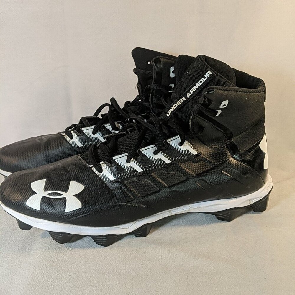 Under Armour Men 12 Renegade RM Football Cleats Shoes Black White 3000173-002 UA